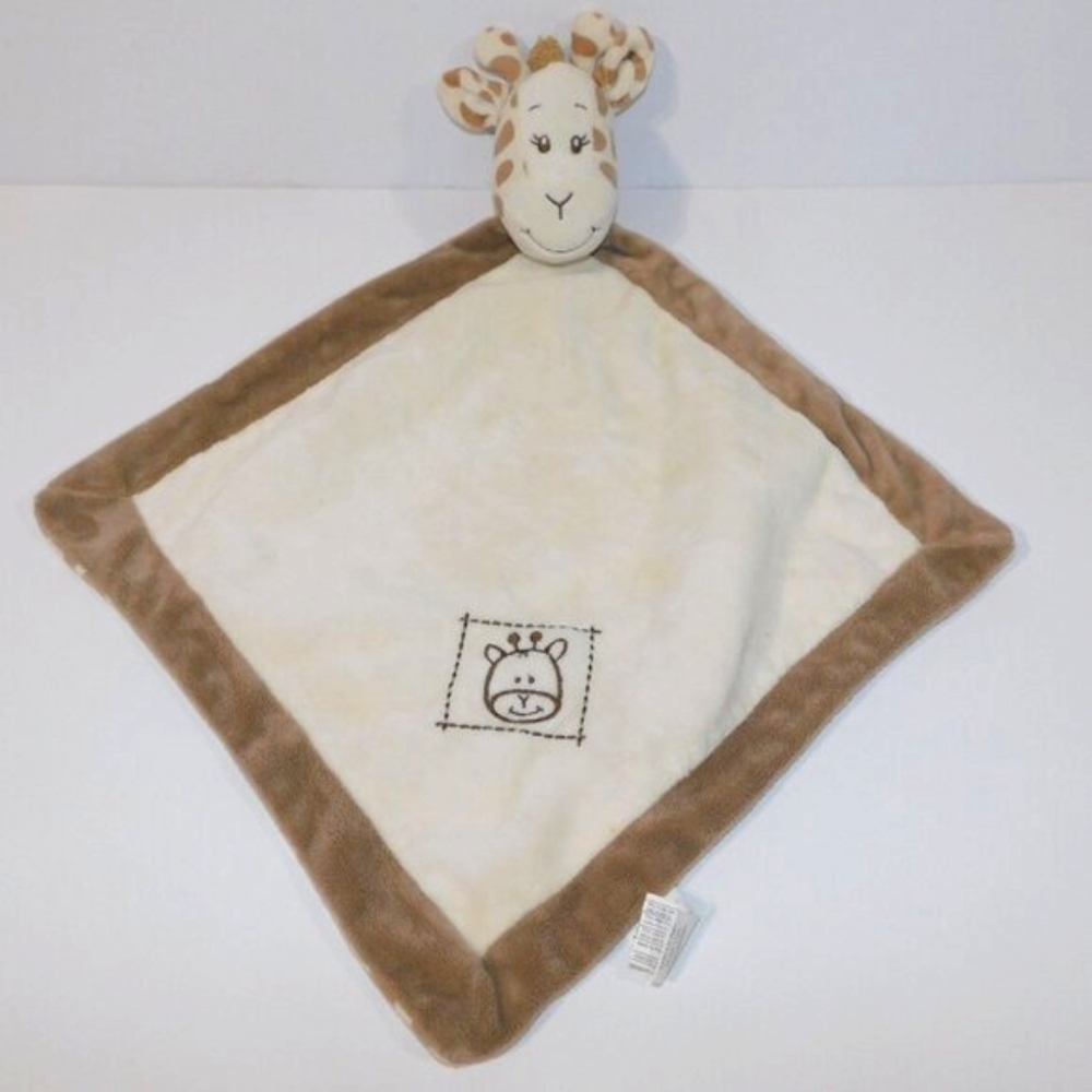 Unipak Giraffe Security blanket Cream Brown Plush Rattle Baby Lovey Nunu Soother